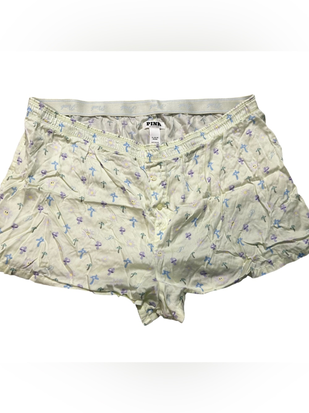 PINK Victoria's Secret Light Yellow Floral Sleep Shorts